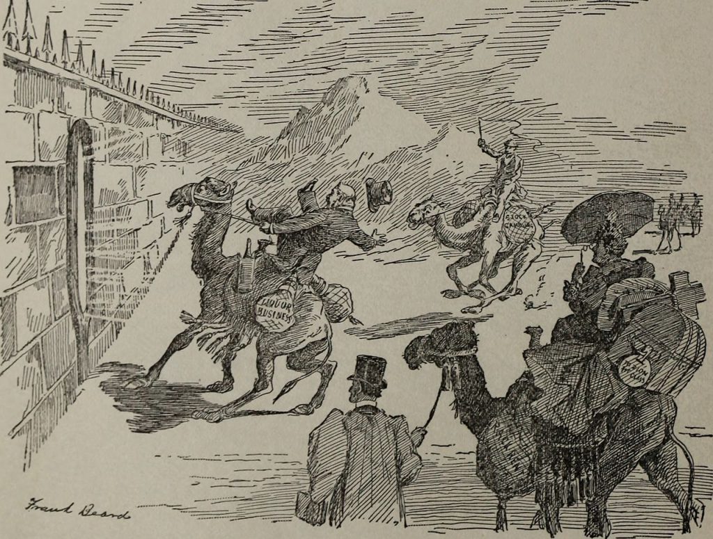 "THE NEEDLE'S EYE", a cartoon in "Blasts" from The Ram's Horn, 1902