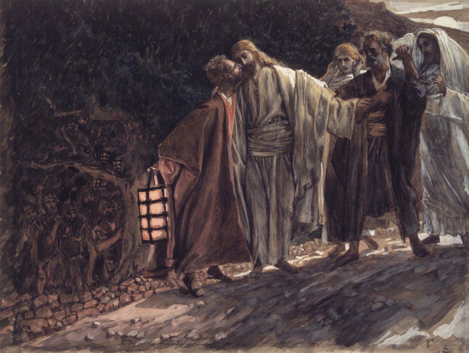 그림: 유다가 예수를 넘겨주고자 입맞춤하다, James Tissot