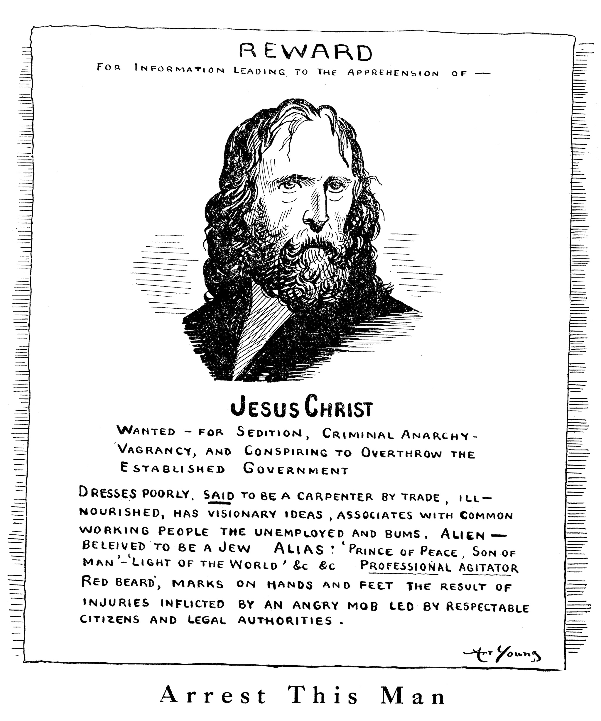 그림: "Arrest This Man", by Henry Art Young, first published in Young's magazine, Good Morning, Aug. 1921