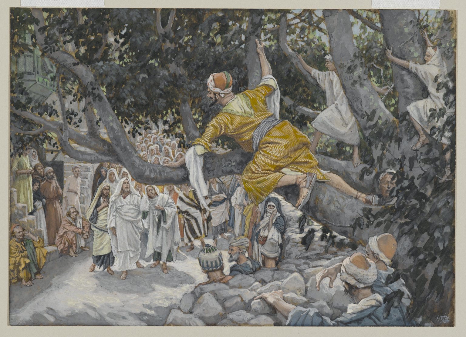 그림: "돌무화과나무 위에서 예수를 기다리는 자캐오", James Tissot
