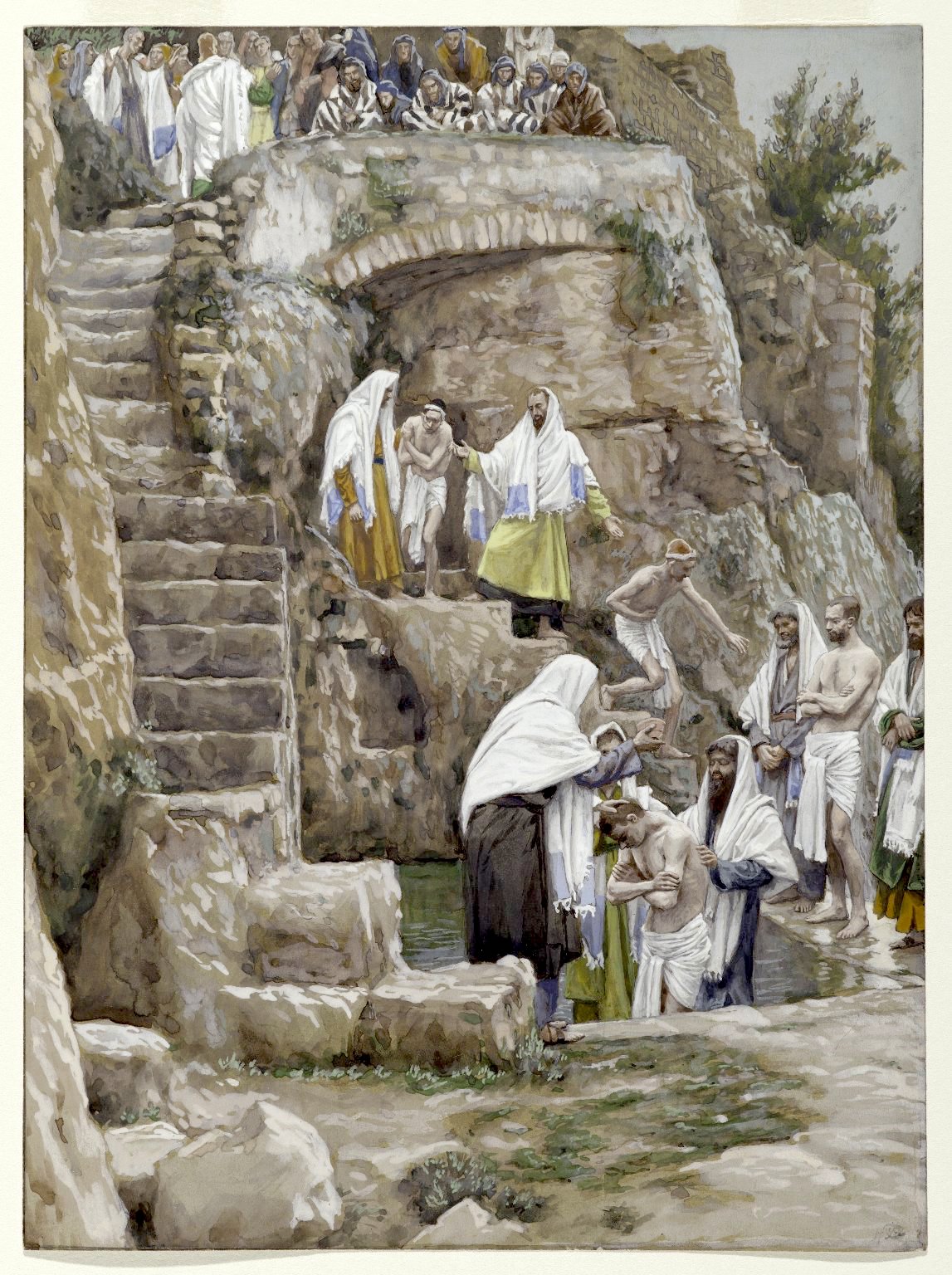 그림: "예수의 제자들이 세례를 주다", James Tissot