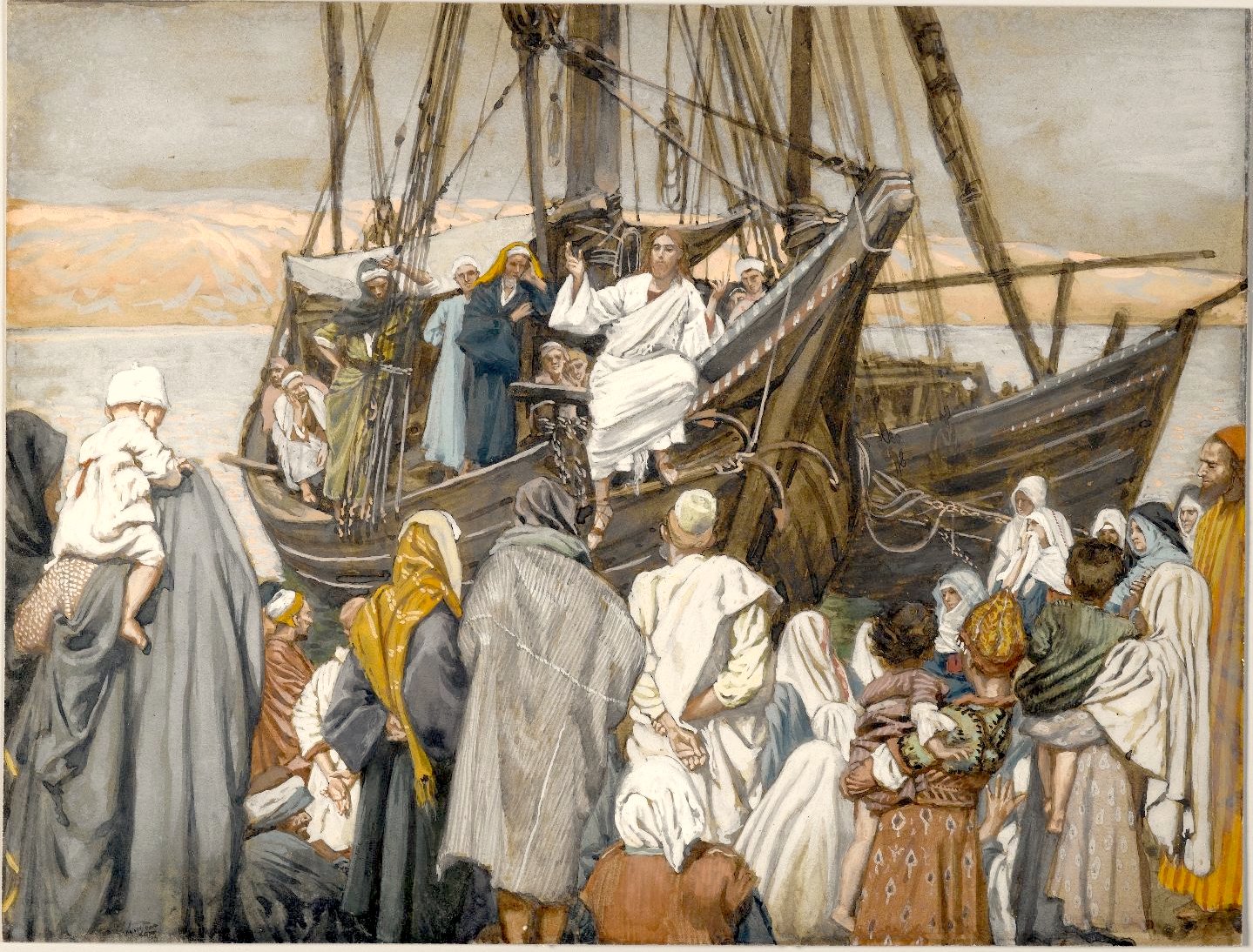 그림: "예수께서 배에 올라타고 설교하시다", James Tissot
